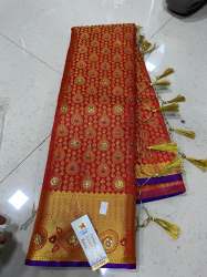 Stone Work Gadwal Pure Kanchipuram Silk Saree