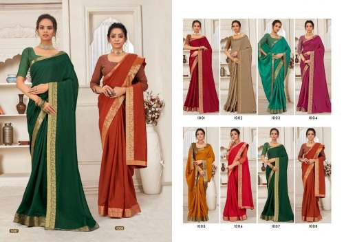 Vichitra Silk Sari With Jacquard Lace By BAHU RANI by Archit Enterprise