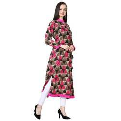 Girls Collar Neck Printed Kurtis