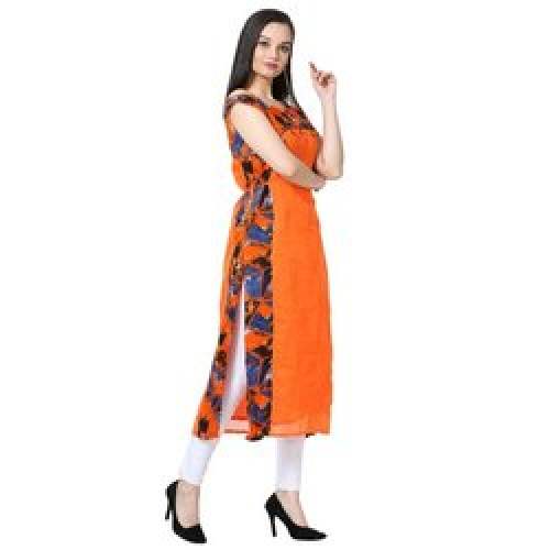 Orange Regular Wear Georgette Kurtis by Vesture Forge Enterprises