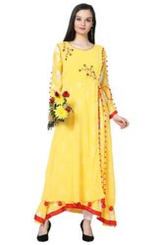 Yellow Fancy Designer Cotton Kurtis by Vesture Forge Enterprises