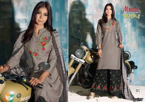 Designer Kurtis With Embroidery Work Palazzo Set by Hirva Collection