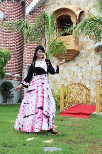 Casual Sibori Print Heavy Satin Anarkali Kurtis