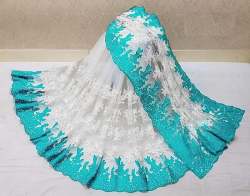 Heavy Embroidered Two Tone Work Net Sarees