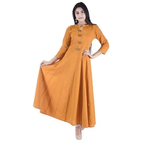 Anarkali Plain Cotton Kurtis