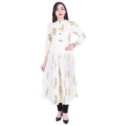 Beautiful Cream Printed Cotton Kurtis