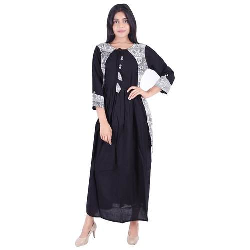 Black Cotton Printed Kurtis