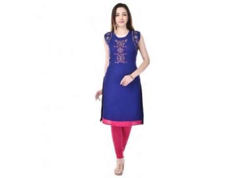 Blue Embroidered Work Fancy Kurtis
