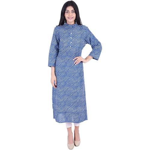 Fabulous Blue Printed Cotton Kurtis by Vaachi Creations