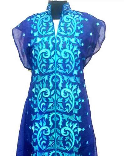 Blue Designer Tussar Silk Kurtis