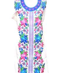 White Designer Blossom Kurtis
