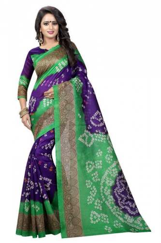 Fancy Bandhani Print Cotton Polyester Sarees