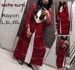 Girls Selfie Kurtis Heavy Rayon Kurtis
