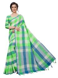 Stylish Checks Cotton Polyester Sarees