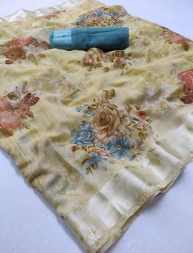 Casual Printed Linen Silk Sarees