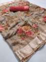 Casual Printed Linen Silk Sarees thumb 2