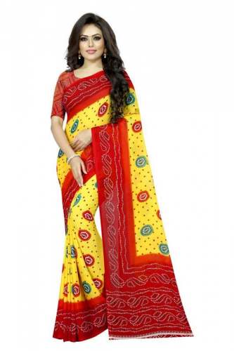 Red And Yellow Georgette Printed Sarees