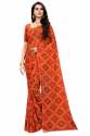 Red And Yellow Georgette Printed Sarees thumb 1