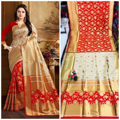 Women Embroidery Work Sana Silk Sarees