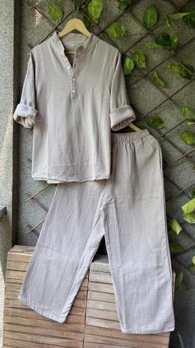 Exclusive Plain Mulmul Cotton Ladies Co ord Set
