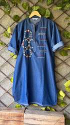 Fabulous Denim Embroidered Long Kurtis