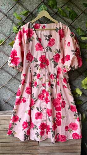 Fancy Floral Printed Crush Western Dress