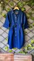 Ladies Trandy Denim Collared Tunic Top With Belt