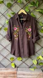 New Arrival Floral Embroidery Work Shirts For Ladies