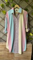 Stylish Ladies Multicolor Striped Tunic Top