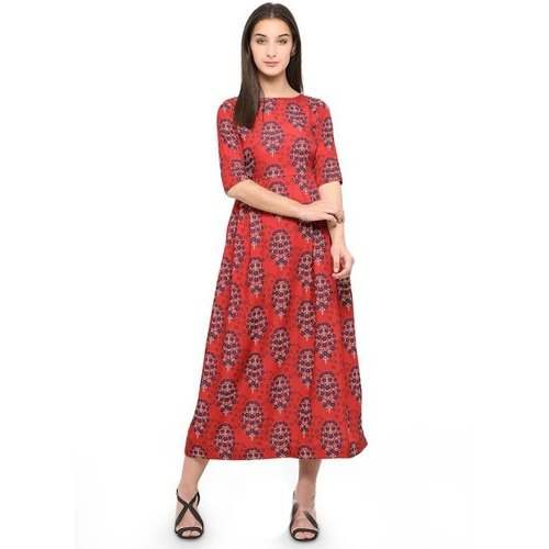 Beautiful Red Printed Cotton Kurtis