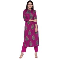 Fancy Pink Lady Straight Cotton Kurtis