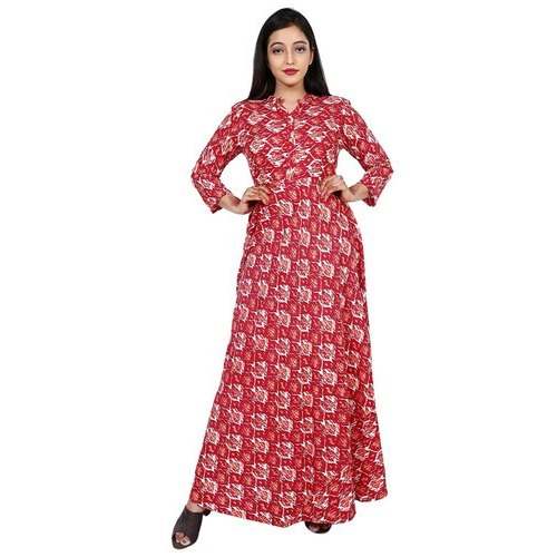 Party Wear Long Rayon Printed Kurtis