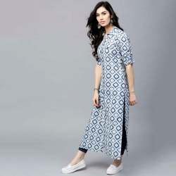 Women Straight Printed Cotton Kurtis