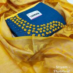 Aari Work Cotton Dress With Banarasi Dupatta