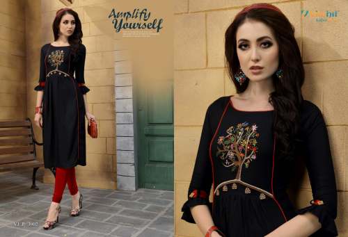 Amazing Embroidered Work Rayon Catalogue Kurtis