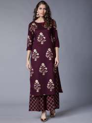 Designer Foil Printed Rayon Palazzo Kurtis