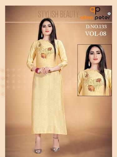 Designer Handwork Rayon Two Tone Slab Kurtis
