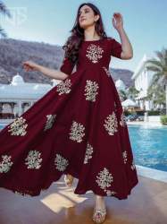 Fancy Foil Printed Gown Style Kurtis