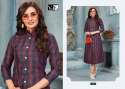 Girls Cotton Checks Twirl Catalogue Kurtis thumb 3