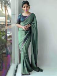Ladies Party Wear Satin Lace Sarees
