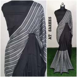 Ladies Party Wear White Tone Silk Crepe Sarees