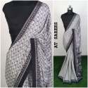 Ladies Party Wear White Tone Silk Crepe Sarees thumb 1