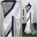 Ladies Party Wear White Tone Silk Crepe Sarees thumb 4