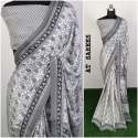 Ladies Party Wear White Tone Silk Crepe Sarees thumb 5