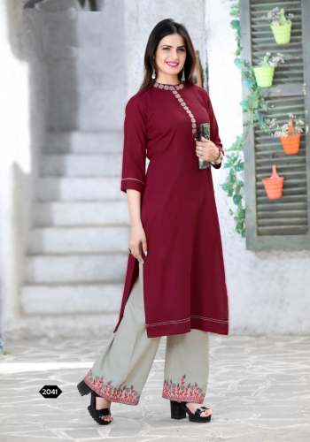 Trendy Embroidered Work Rayon Kurtis