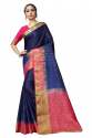 Women Gold Zari Print Nylon Sarees thumb 1