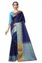 Women Gold Zari Print Nylon Sarees thumb 3