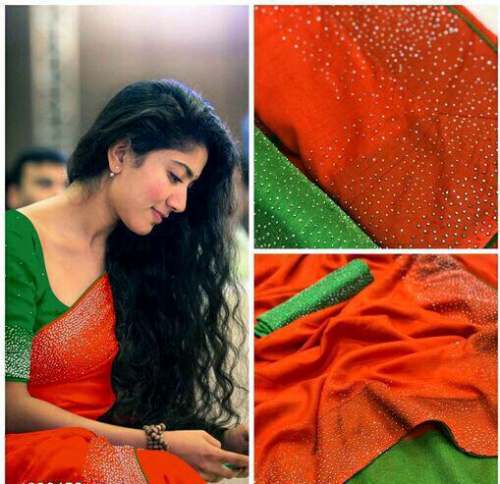 diamond work saree