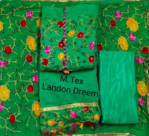 Chanderi With Aari Work Dress Materials