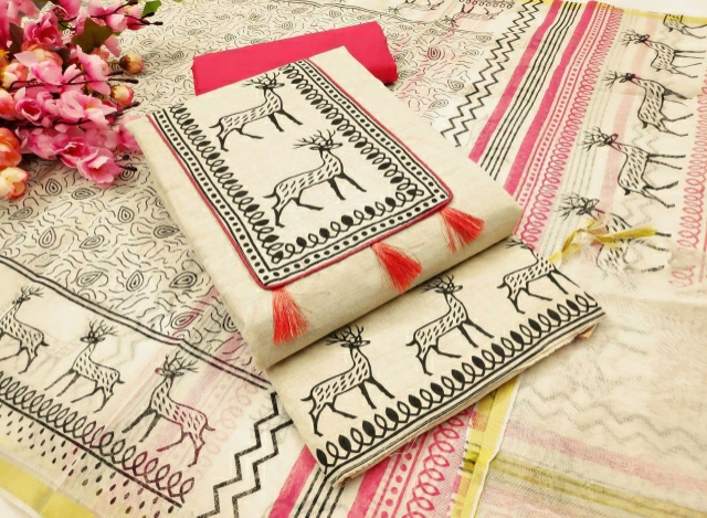 khadi printed suit